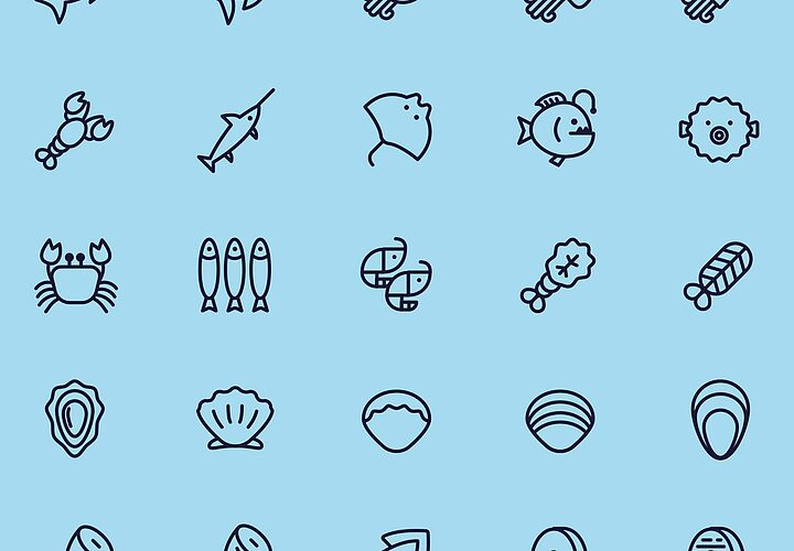25 Free Line Seafood Icons Ai 1
