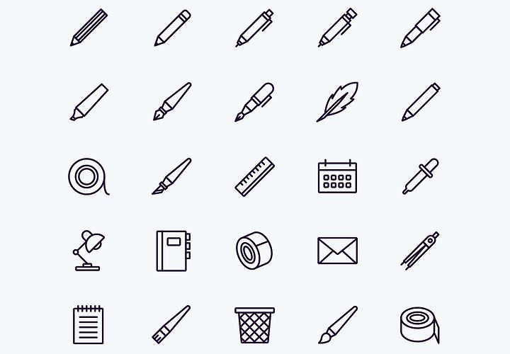 25 Free Stationery Line Icons Ai 1