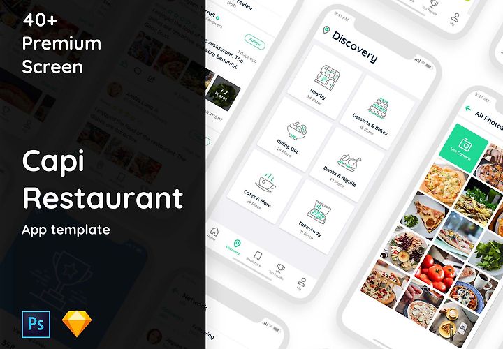 Capi Free Ios Restaurant Ui Kit Psd Sketch 1