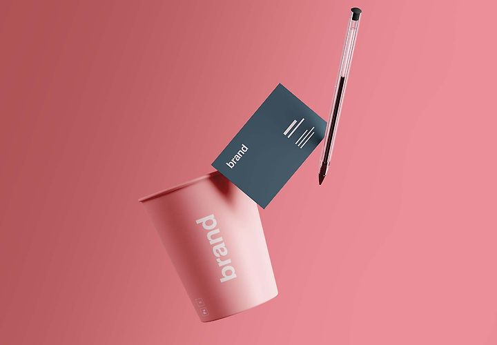 Cup Business Card Branding Mockup Psd 1