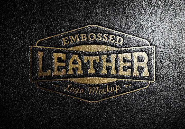 Embossed Leather Stamp Logo Mockup Psd 1