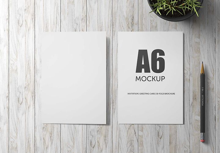 Free A6 Bifold Greeting Card Invitation Mockup Psd 1