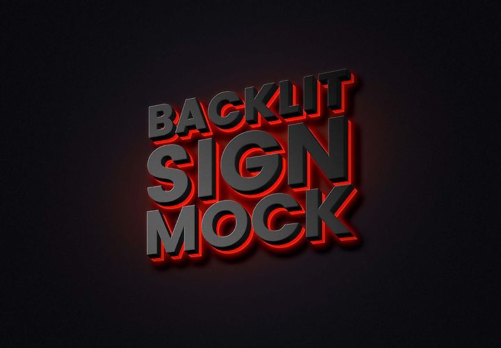 Free Backlit Sign Text Effect Mockup Psd 1