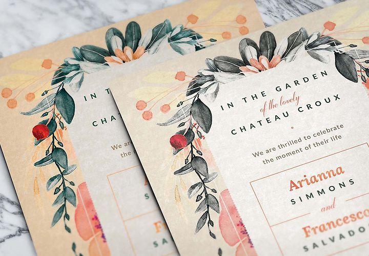 Free Blush Noir Wedding Invitations Template Psd 1