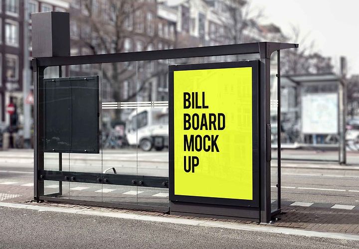 Free Bus Stop Billboard Mockup Psd 1