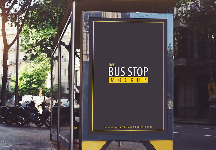 Free Bus Stop Mockup Psd 1