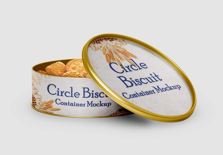 Free Circle Biscuit Tin Container Mockups Psd 1