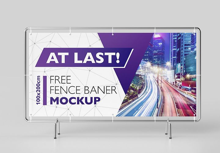 Free Fence Banner Mockup 1