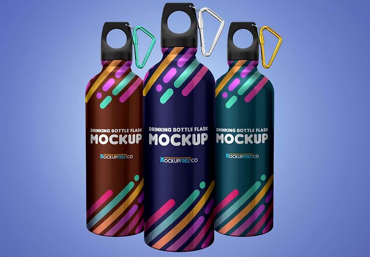 Free Flask Water Bottle Mockup Psd 1