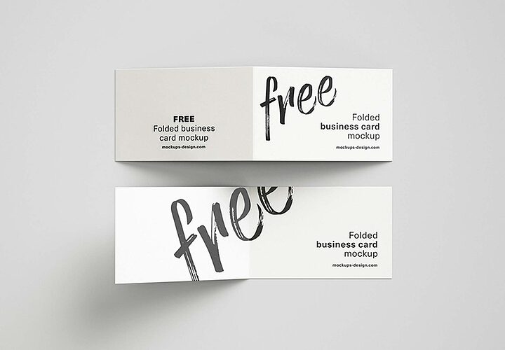 Free Folded Business Cards Mockup Psd 1