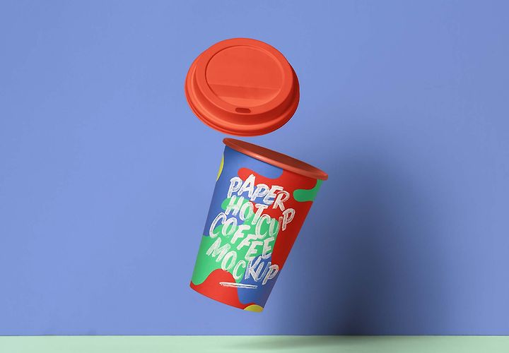 Free Gravity Paper Hot Cup Mockup Psd 1