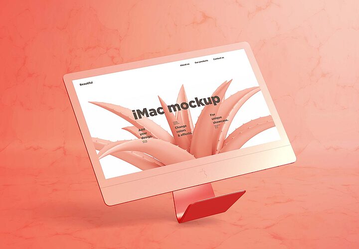 Free Imac Mockup With Marble Background Psd 1