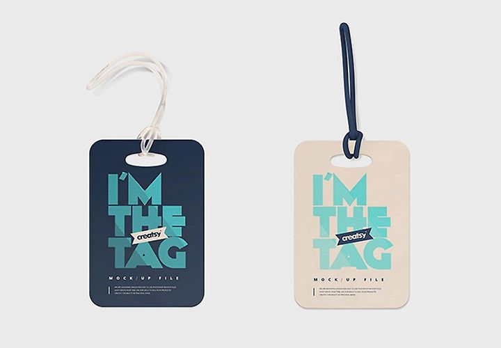 Free Luggage Diaper Tag Mockups Psd 1