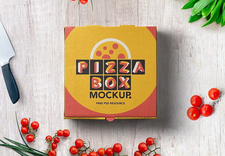 Free Pizza Box Package Mockup Psd 1