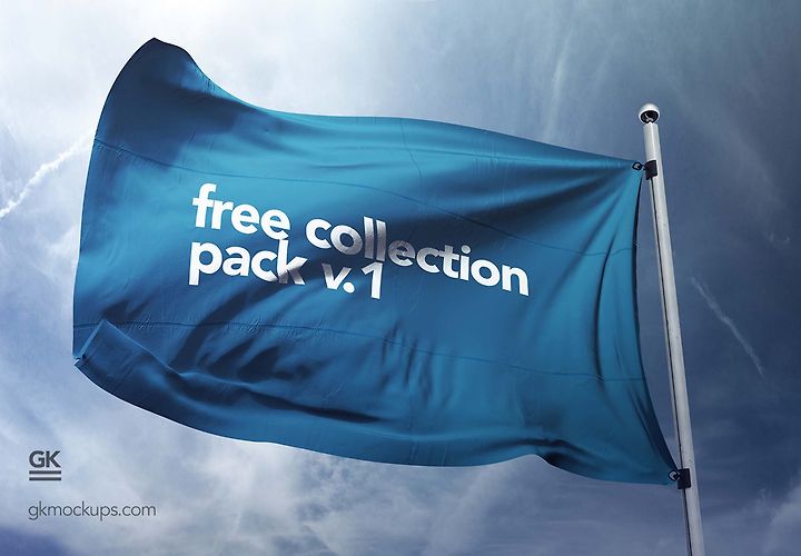 Free Realistic Flag Mockup Psd 1