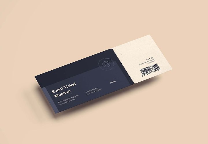 Free Simple Ticket Mockup Psd 1