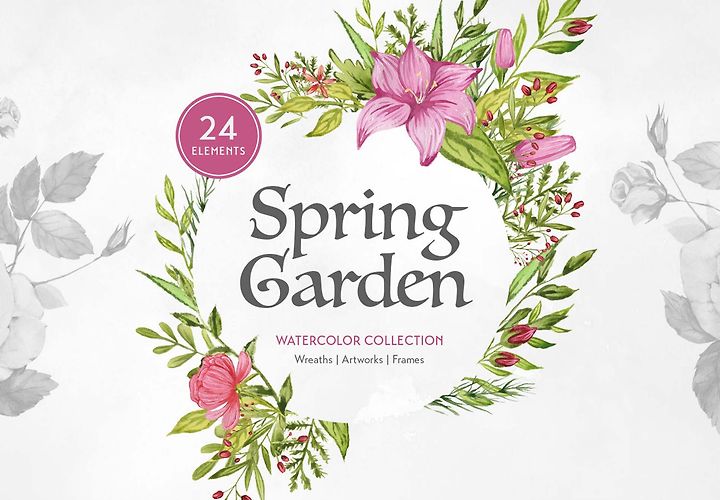 Free Spring Garden Watercolors 1