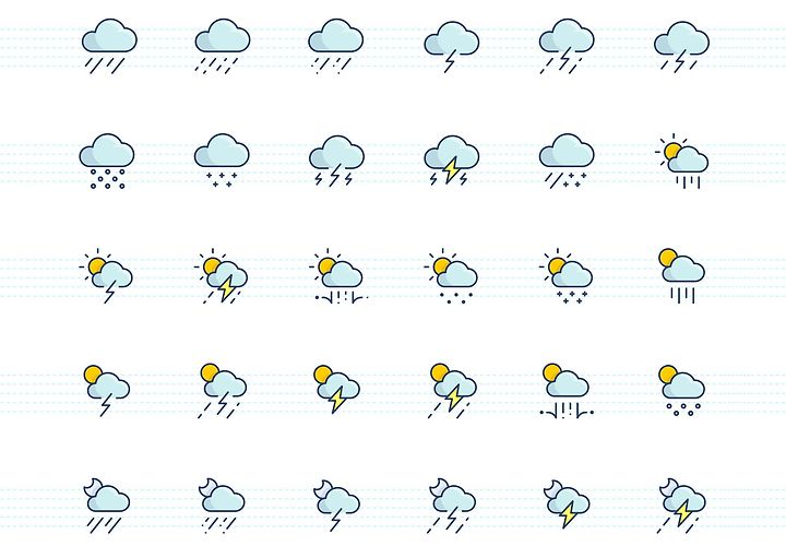 Free Weather Color Icons Set Ai 1