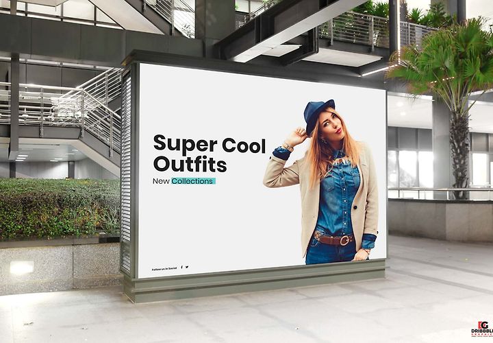 Indoor Billboard Digital Ad Mockup Psd 1