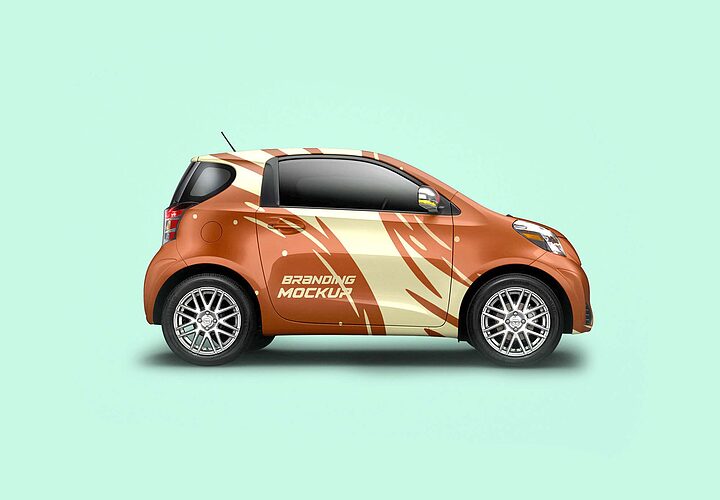Mini Electric Car Branding Mockup Psd 1