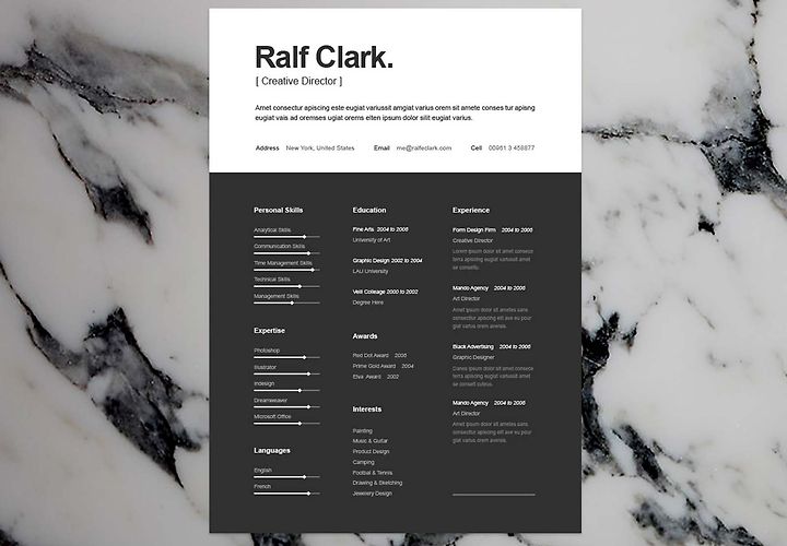 Modern Black White Resume Template 1