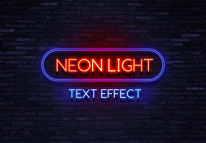 Neon Text Effect Mockup Psd 1