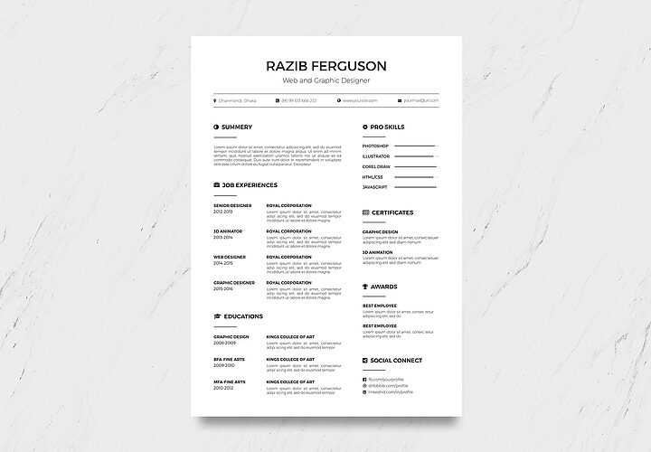 Simple Multi Format Free Resume Template 1