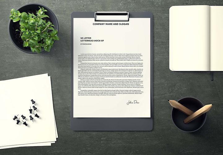 Us Letter Paper And Folder Mockup Psd 1