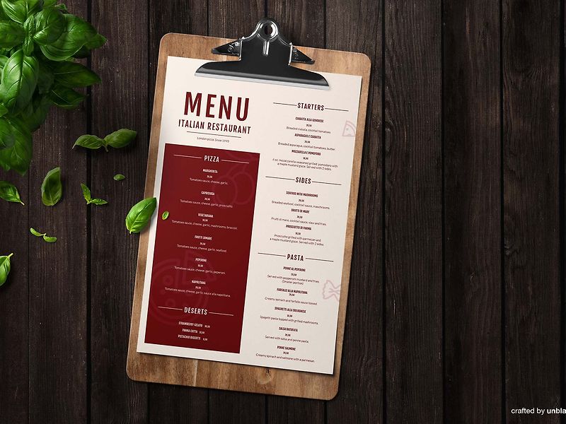 Free Italian Restaurant Menu Template (ai)